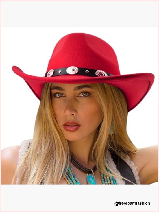 Classic Felt Wide Brim Fedora Hat with Belt Buckle Retro Panama main image 4